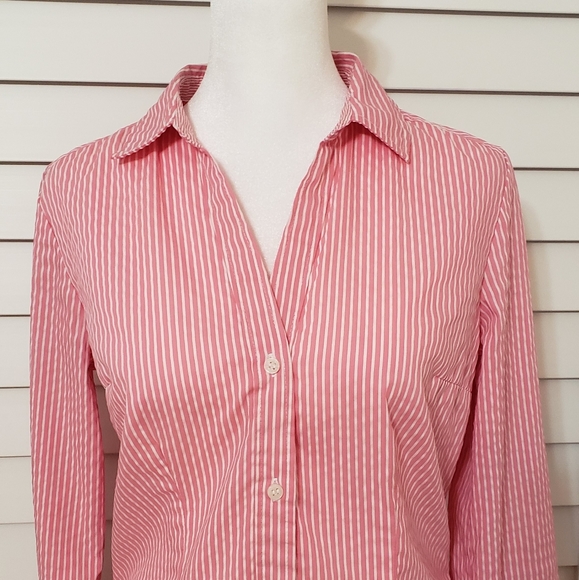 H&M Women's Long Sleeve Striped Button Down Shirt Pink And White Size 6 - Picture 5 of 15